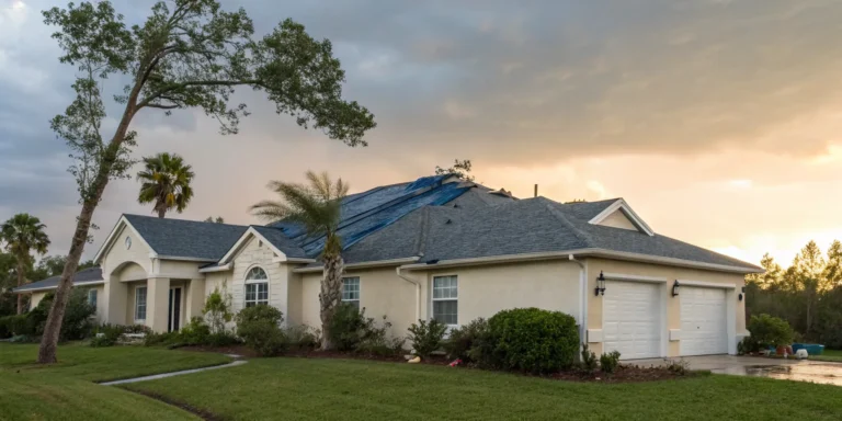 Storm damaged roof