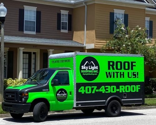 Sky Light Roofing truck